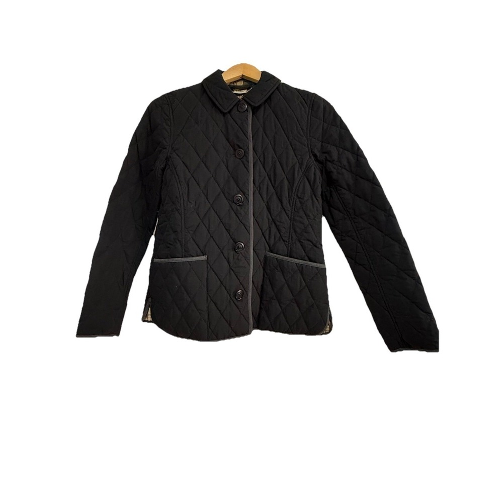 Vintage L.L. Bean Diamond Quilted Chore Coat XS Plaid Lined Black Barn Jacket